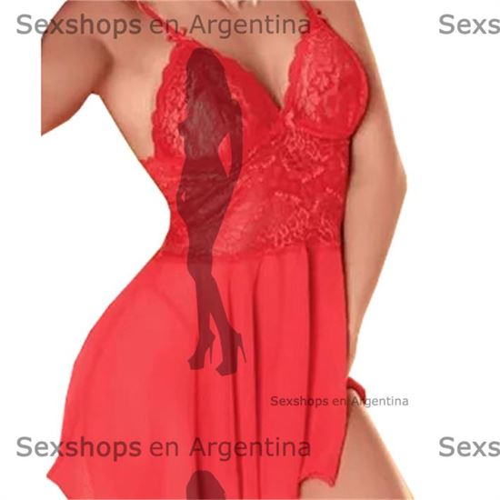 Babydoll de tul de lycra con taza y colaless